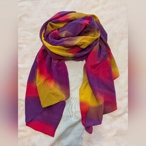 NWOT 100% Silk colorful tie dye Rectangle Scarf